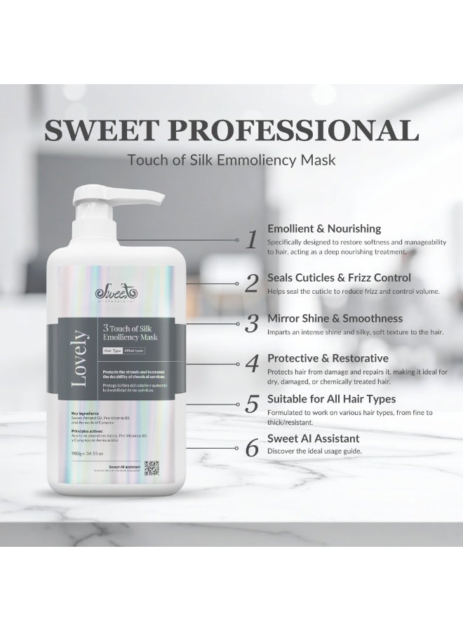 Sweet Professional Lovely Touch of Silk Emolliency Mask 980g – Post-Straightening Hair Treatment for Moisture, Smoothness & Shine - Image 2